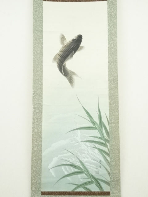 掛軸 米村観嶺『跳鯉図』紙本 肉筆 無地箱付 掛け軸 a062810 掛軸 米村観嶺『跳鯉図』紙本 肉筆 無地箱付 掛け軸 a062810の通販 by